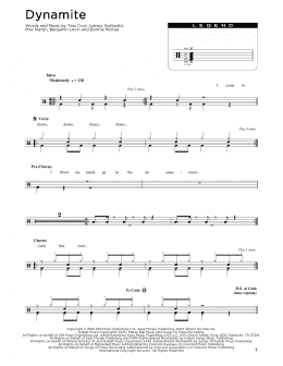 page one of Dynamite (Drum Chart)