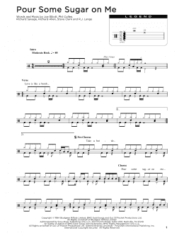 page one of Pour Some Sugar On Me (Drum Chart)