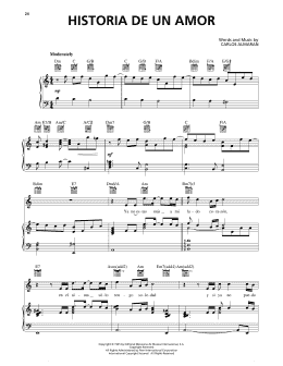 page one of Historia De Un Amor (Piano, Vocal & Guitar Chords (Right-Hand Melody))