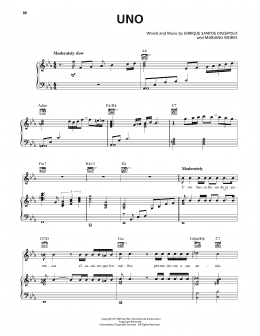 page one of Uno (Piano, Vocal & Guitar Chords (Right-Hand Melody))