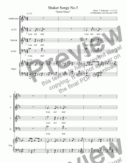 page one of Shaker Songs No.5 - Quick Dance
