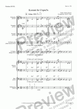 page one of Kommt ihr G'spiel'n (JCO2-5/Score & Parts with alternate instruments)