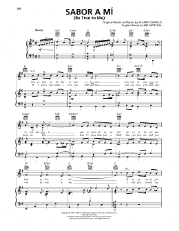 page one of Sabor A Mi (Be True To Me) (Piano, Vocal & Guitar Chords (Right-Hand Melody))