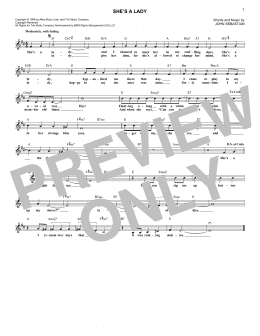 page one of She's A Lady (Lead Sheet / Fake Book)
