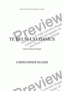 page one of Te Deum Laudamus (2nd setting, version for unison voices)