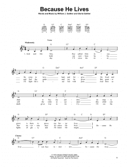 page one of Because He Lives (Easy Guitar)
