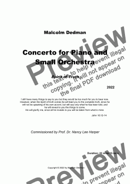 page one of Concerto for Piano and Small Orchestra