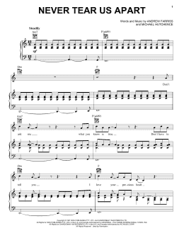 page one of Never Tear Us Apart (Piano, Vocal & Guitar Chords (Right-Hand Melody))