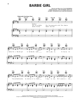 page one of Barbie Girl (Piano, Vocal & Guitar Chords (Right-Hand Melody))