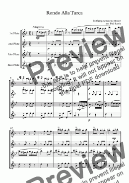 page one of Rondo Alla Turca - Flute Quartet