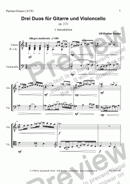 page one of Drei Duos für Gitarre und Violoncello: 1. Introduction (VCP/Score & Parts)