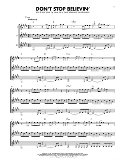page one of Don't Stop Believin' (Guitar Ensemble)