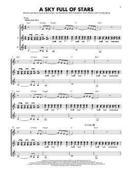page one of A Sky Full Of Stars (Guitar Ensemble)