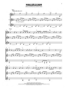 page one of Hallelujah (Guitar Ensemble)