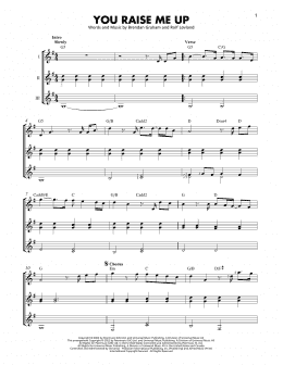 page one of You Raise Me Up (Guitar Ensemble)