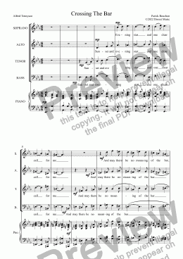 page one of Crossing The Bar (Tennyson) for S.A.T.B. Choir and Piano