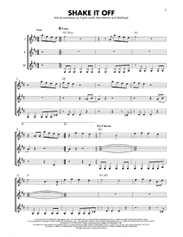 page one of Shake It Off (Guitar Ensemble)