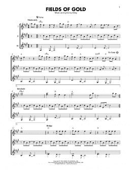 page one of Fields Of Gold (Guitar Ensemble)