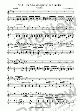page one of No,11 for Alto Saxophone and Guitar