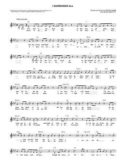 page one of I Surrender All (Lead Sheet / Fake Book)