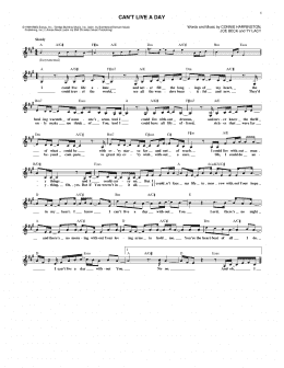 page one of Can't Live A Day (Lead Sheet / Fake Book)
