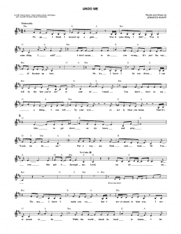 page one of Undo Me (Lead Sheet / Fake Book)