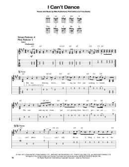 page one of I Can't Dance (Easy Guitar Tab)
