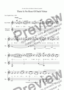 page one of There Is No Rose - carol for SATB choir, French horn and organ