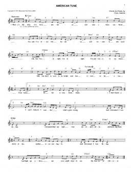 page one of American Tune (Lead Sheet / Fake Book)