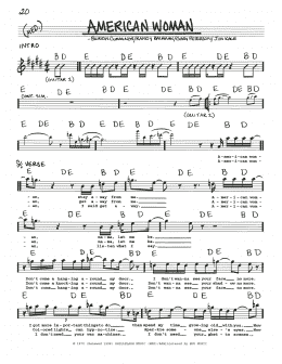 page one of American Woman (Real Book – Melody, Lyrics & Chords)