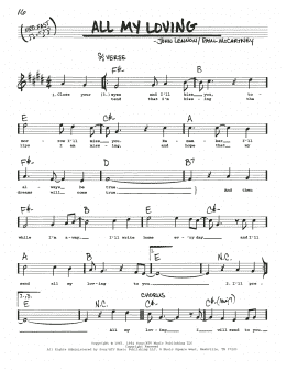 page one of All My Loving (Real Book – Melody, Lyrics & Chords)