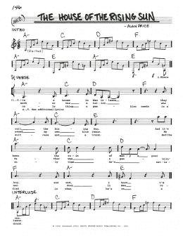 page one of The House Of The Rising Sun (Real Book – Melody, Lyrics & Chords)