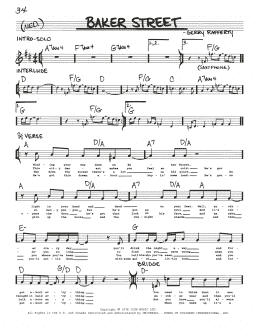 page one of Baker Street (Real Book – Melody, Lyrics & Chords)