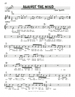 page one of Against The Wind (Real Book – Melody, Lyrics & Chords)
