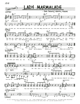 page one of Lady Marmalade (Real Book – Melody, Lyrics & Chords)