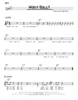 page one of Wooly Bully (Real Book – Melody, Lyrics & Chords)