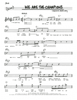 page one of We Are The Champions (Real Book – Melody, Lyrics & Chords)