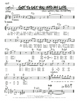 page one of Got To Get You Into My Life (Real Book – Melody, Lyrics & Chords)