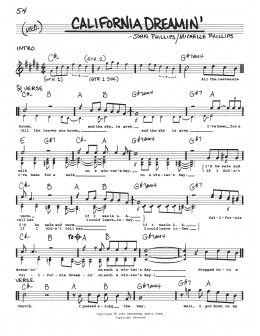 page one of California Dreamin' (Real Book – Melody, Lyrics & Chords)