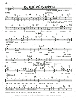page one of Beast Of Burden (Real Book – Melody, Lyrics & Chords)
