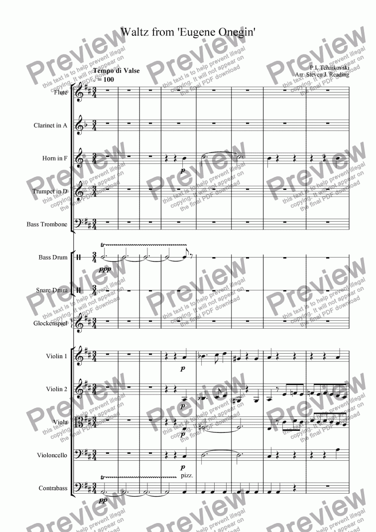 page one of Waltz from Eugene Onegin