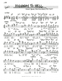 page one of Highway To Hell (Real Book – Melody, Lyrics & Chords)