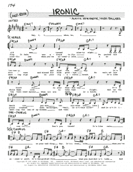 page one of Ironic (Real Book – Melody, Lyrics & Chords)