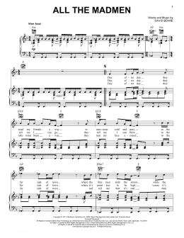 page one of All The Madmen (Piano, Vocal & Guitar Chords (Right-Hand Melody))