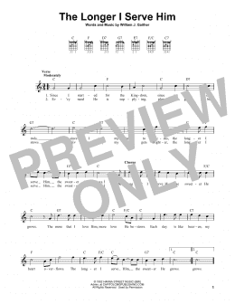 page one of The Longer I Serve Him (Easy Guitar)
