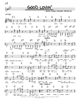 page one of Good Lovin' (Real Book – Melody, Lyrics & Chords)