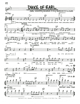 page one of Duke Of Earl (Real Book – Melody, Lyrics & Chords)