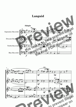 page one of Languid - Recorder Quartet