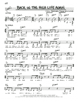 page one of Back In The High Life Again (Real Book – Melody, Lyrics & Chords)