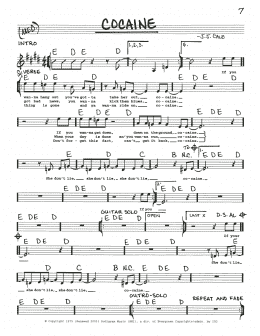 page one of Cocaine (Real Book – Melody, Lyrics & Chords)